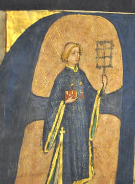 [Enluminure] Saint Laurent et son grill _Grande Initiale Historiée A extraite d’un graduel monumental . undefined