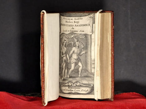 Dct : & Prosess : Regii Exercitatio Anatomica De motu cordis & sanguinis. Cum Praesatione ZACHARIAE SYLVIIMedici Roterodamensis. Accessit Dissertatio ...