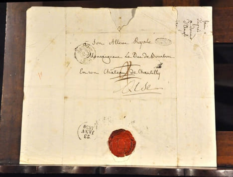 Lettre de chantage adressée à Louis Henri Joseph, Duc de Bourbon puis Prince de Condé (1756-1830)L.A.S. adressé au duc de Bourbon " en son château de ...