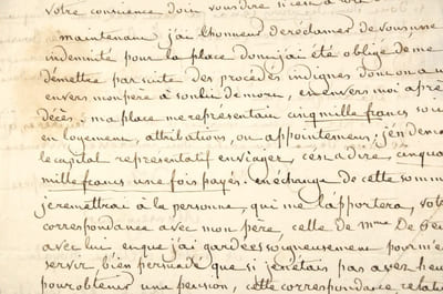 Lettre de chantage adressée à Louis Henri Joseph, Duc de Bourbon puis Prince de Condé (1756-1830)L.A.S. adressé au duc de Bourbon " en son château de Chantilly". 