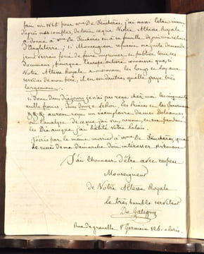 Lettre de chantage adressée à Louis Henri Joseph, Duc de Bourbon puis Prince de Condé (1756-1830)L.A.S. adressé au duc de Bourbon " en son château de ...