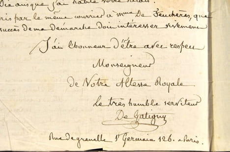 Lettre de chantage adressée à Louis Henri Joseph, Duc de Bourbon puis Prince de Condé (1756-1830)L.A.S. adressé au duc de Bourbon " en son château de ...