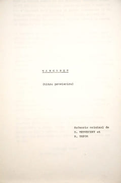 MARGARET(titre provisoire). MEDVECZKI (Diourka) ; TOPOR (Roland) 