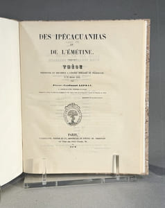 Des ipécacuanhas et de l'émétine. Thèse présentée et soutenue à l'école spéciale de pharmacie, le 12 février 1853. 