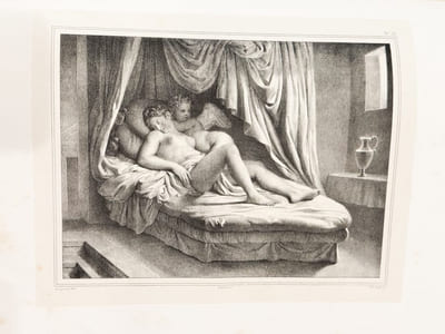 Les amours de Psyché et de Cupidon , lithographiés d’après les dessins de Raphaël, par MM. Bouillon, Beaugard-Thill, Chatillon, Dejuine, Fragonard, Maurin, Zwinger, etcsous la direction de M.h. Castel de Courval. 