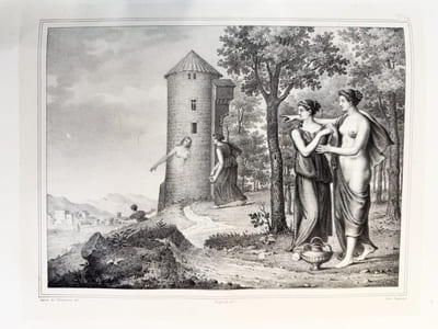 Les amours de Psyché et de Cupidon , lithographiés d’après les dessins de Raphaël, par MM. Bouillon, Beaugard-Thill, Chatillon, Dejuine, Fragonard, Maurin, Zwinger, etcsous la direction de M.h. Castel de Courval. 