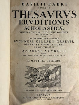 Thesaurus Eruditionis Scholasticae (...).. Fabri (Basilii).