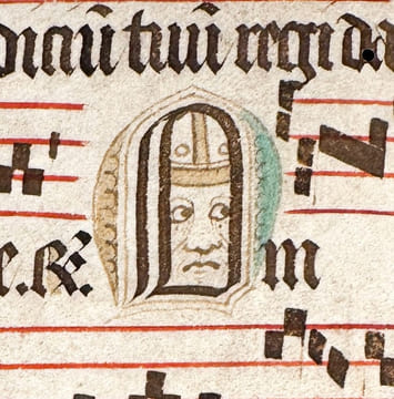 Fragment d’un antiphonaire, lettrines anthropomorphes — Messe de l’épiphanie. undefined
