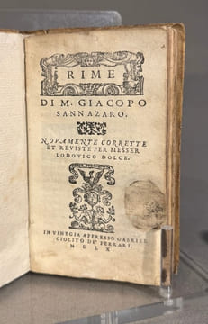 Rime Di M. Giacopo Sannazaro. Novamente Corrrette et reviste per messer Lodovico Dolce. 1560 ___Suivi de Rime Di M. Lodovico Ariosto . Satire del ...