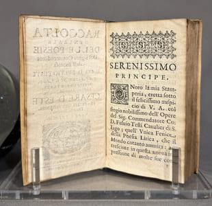 Raccolta generale delle poesie del Signor Commendator dell’ Inoiosa Il co : D. Fulvio Testi Cavalier di S. Iago. __Divisa il tre parte. Dedicata al Sereniss Prioncipe. Cesare d’EST. Fratello del sereniss. Duca di Modana ___ Suivi de : L’isola d’Alcina. Tragedia Del Signor Conte.D. Fulvio Testi Cavaliere dell’Ordine di san Iago, e Commendatore dell’ Innoiosa. 