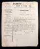 Patente de Cabaretier pour l’année 1843, Délivrée en exécution de la Loi du 1er brumaire an 7. 