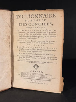 Dictionnaire portatif des conciles contenant une somme de tous les conciles (.) On y a joint une collection des canons (.).. (n.d.)