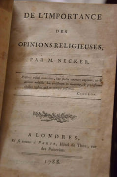 De l'importance des opinions religieuses. Necker