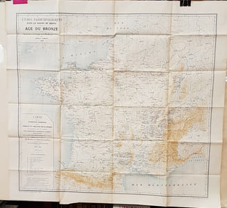 Études paléoethnologiques dans le Bassin du Rhône. Age du Bronze. Recherches sur l'origine de la Métallurgie en France. Carte de la distribution géographique des produits de l'Industrie Métallurgique en France et en