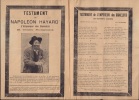 Testament de Napoléon Hayard, L'Empereur des Camelots. Sa dernière Photographie et son Testament.-. HAYARD Napoléon (Remicourt 1850 - Paris 1903).-