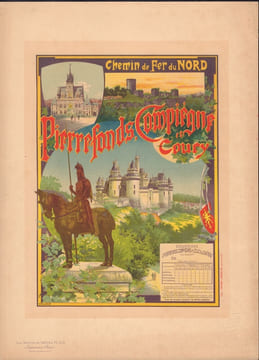 Affiche pour Chemin de Fer du Nord. Pierrefonds, Compiègne et Coury.--. FRAIPONT Gustave.-
