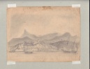 Vue prise à Rio de Janeiro. Dessin sans doute du début du XIXe siècle. Non daté, non signé.-. BRÉSIL.-