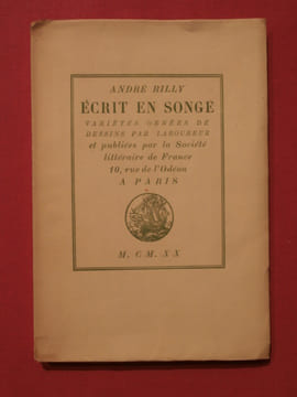 Ecrits en songe. André Billy