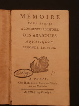 Mémoire pour servir à commencer l'histoire des araignées aquatiques. Joseph Albert Lelarge de Lignac