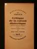 Critique de la raison dialectique, tome 1. Jean Paul Sartre