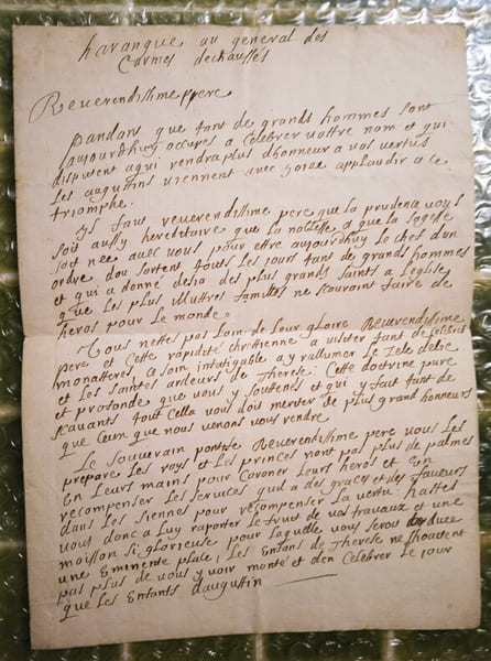 Harangue au g&eacute;n&eacute;ral des Carmes d&eacute;chauss&eacute;s. 	. [Ordre des Augustins et Ordre des Carmes D&eacute;chaux].