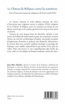 Le Château de Religion contre les tentations. Livre d’instruction pour les religieuses de Fontevraud (1516). Présentation, notes et adaptation en ...