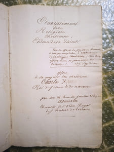 [MANUSCRIT] Établissement de la Religion chrétienne.