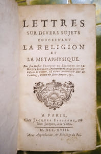 Lettres sur divers sujets concernant la religion et la métaphysique. Paris, chez Jacques Estienne, 1718.
