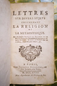 Lettres sur divers sujets concernant la religion et la métaphysique. Paris, chez Jacques Estienne, 1718.