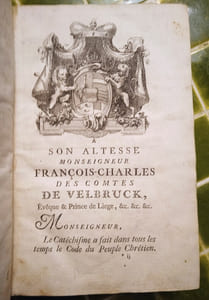 Catéchisme philosophique, ou Recueil d’observations propres à défendre la religion chrétienne contre ses ennemis. Ouvrage utile à ceux qui cherchent à se garantir de la contagion de l’Incrédulité moderne, & sur-tout aux Ecclésiastiques chargés de conserver le précieux dépôt de la Foi. Liège, Chez J. F. Bassompierre et Bruxelles, Chez J. Van Den Berghen, 1773.
