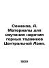 Semyonov  A. Materials for studying the dialect of mountain Tajiks in Central As. Semenov  A.