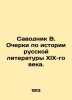 Savodnik V. Essays on the History of 19th Century Russian Literature. In Russia. Savodnik, Vladimir Fedorovich