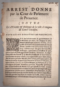 contre les manants & habitants de la ville d'Avignon & Comté Venaissin
