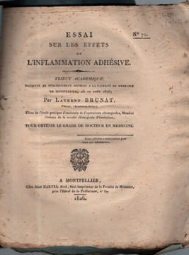 Essai sur les effets de l'inflammation adhésive.. BRUNAT Laurent