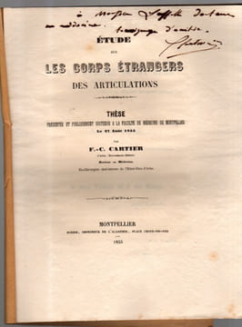 Étude sur les corps étrangers des articulations.. CARTIER F.-C.