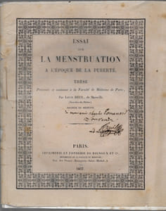 Essai sur la menstruation à l'époque de la puberté
