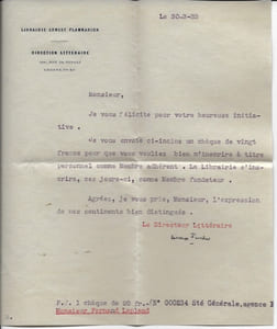 Lettre tapuscrite signée