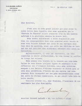 Lettre tapuscrite signée. CALMANN-LÉVY