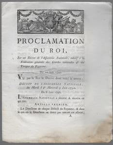 Sur un décret de l'Assemblée Nationale, relatif à la Fédération générale des Gardes Nationales & des Troupes du Royaume.