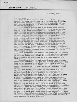 Correspondance. GRIFFIN John Howard
