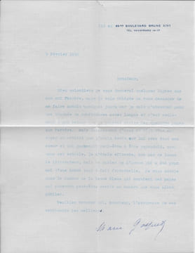 Lettre signée. GASQUET Marie