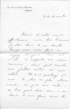 Lettre autographe signée. BARBIER Élisabeth