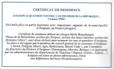 Certificat de résidence. MERLE BEAUCHAMPS