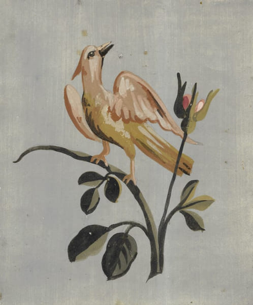 Oiseau sur branche fleurie. Aubusson
