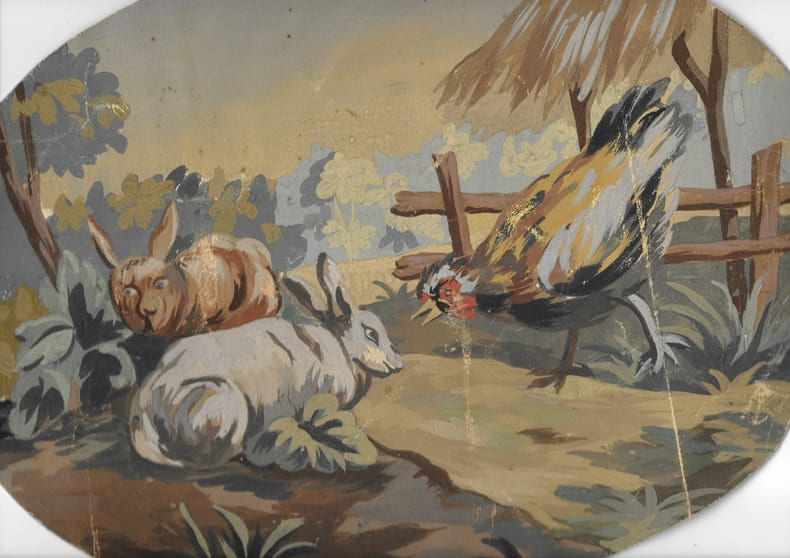 Lapins et poule. Aubusson