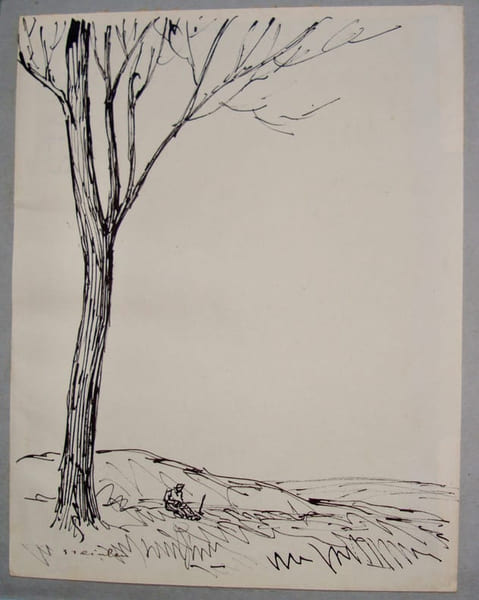 Homme sous un arbre. STEINLEN Th&eacute;ophile Alexandre