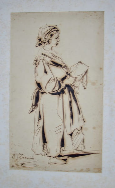 Femme debout. TRAVIES Charles Joseph