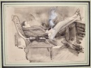Homme fumant. JEANNIOT Pierre-Georges