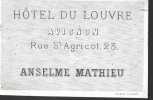 Carte de l'Hôtel du Louvre. Anselme Mathieu