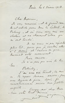 1885 - 1948. Romancier. Membre de l’Académie Goncourt en 1938 qu’il dut quitter après la guerre, en 1945. 2 L.A.S. datées 6 et 13 février 1928 à un ...